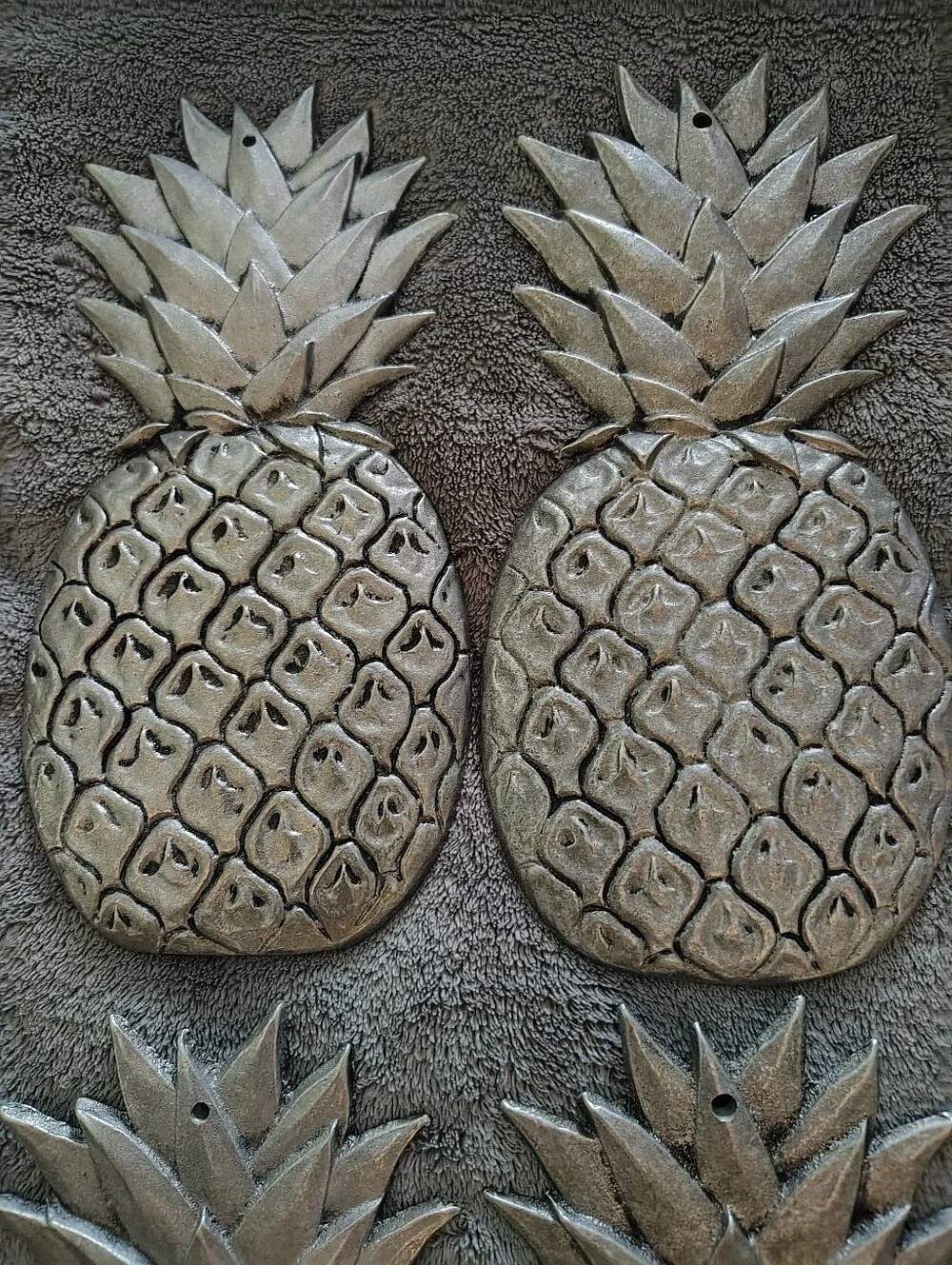 Pineapple Wall Plaque In Pewter Waccomow Potty 1988 Set Of Four